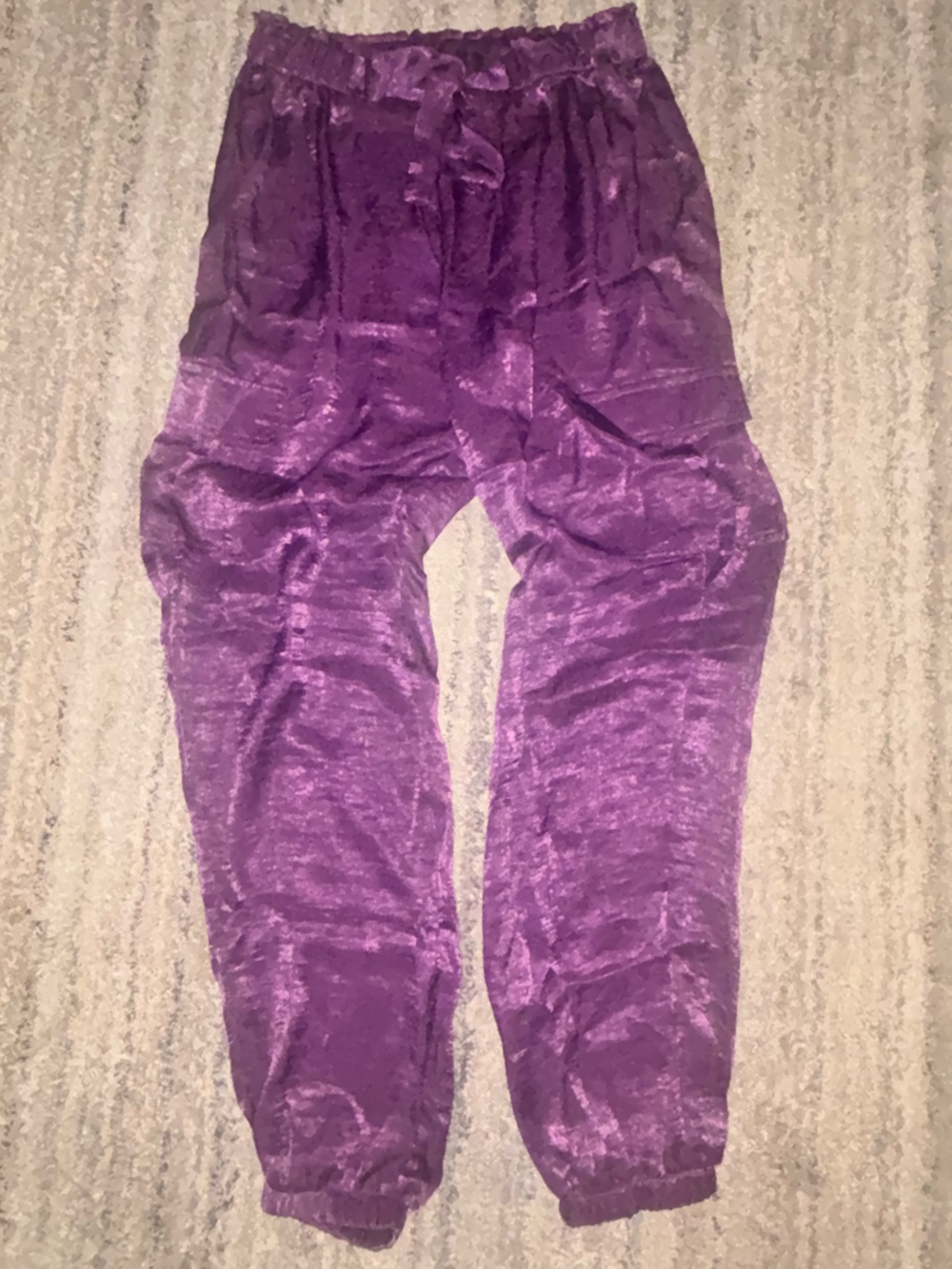 Silk Purple Cargo Jogger Pants